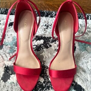 Aldo Vibrant Red Satin Heels